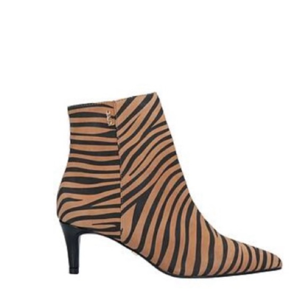 Zebra Print Ankle Boots - Black and Tan